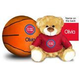 Red Detroit Pistons 10'' Personalized Plush Bear & Basketball Set