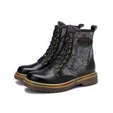 Iliyah Women's Casual boots Black - Black Leather Combat Boot - Women