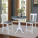 August Grove® Pucci 3 - Piece Counter Height Rubberwood Solid Wood Dining Set Wood in Gray/White, Size 35.1 H in | Wayfair