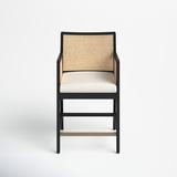 Joss & Main Octavia Counter & Bar Stool Wood/Upholstered in Black/Brown, Size 39.0 H x 22.0 W x 22.75 D in | Wayfair