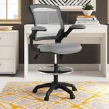 Inbox Zero Jarielys Ergonomic Drafting Chair Wood/Upholstered/Genuine Leather in Black, Size 50.5 H x 26.0 W x 26.0 D in | Wayfair