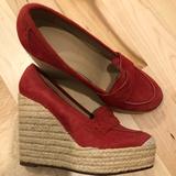 J. Crew Shoes | Jcrew Red Suede Platform Espadrilles | Color: Red | Size: 7