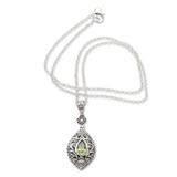 Spring Grass,'Peridot and Sterling Silver Pendant Necklace'