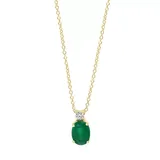 Effy® 1/10 Ct. T.w. Diamond And 1.14 Ct. T.w. Emerald Pendant Necklace In 14K Yellow Gold, 16 In