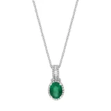 Effy® 1/6 Ct. T.w. Diamond And 1.14 Ct. T.w. Emerald Pendant Necklace In 14K White Gold, 16 In