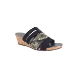 Impo Women's Emberly Stretch Wedge Sandals with Memory Foam, Black, 8.5M