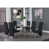 Everly Quinn Bellow 7 - Piece Dining Set Wood in Gray/Brown, Size 30.0 H x 40.0 W x 68.0 D in | Wayfair AEFBEE19BC9F456BBE6842228D5588DE