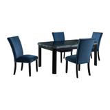 Celine 5PC Dining Set- Table & Four Blue Velvet Chairs - Picket House Furnishings CFC300GBV5PC