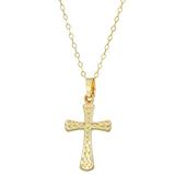 "10k Gold Textured Cross Pendant Necklace, Women's, Size: 18"", Multicolor"
