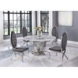 Rosdorf Park North Adams 4 - Person Dining Set Wood/Metal/Upholstered Chairs in Gray | Wayfair 06D71F58E8C34493A7959A61D62632AF