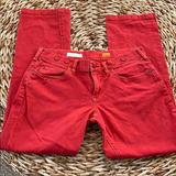 Anthropologie Jeans | Anthropologie Low Rise Straight Leg Ankle Sz 27 | Color: Red | Size: 27