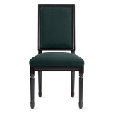 Callan Dining Chair - High Gloss Black - Plush Velvet Evergreen