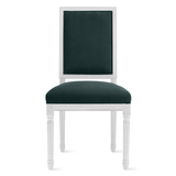 Callan Dining Chair - High Gloss White - Plush Velvet Evergreen