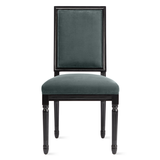 Callan Dining Chair - High Gloss Black - Maxwell Linen Blue Spruce