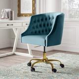 Kelly Clarkson Home Louise Velvet Task Chair Upholstered/Velvet in Green/Blue, Size 35.5 H x 24.5 W x 24.0 D in | Wayfair