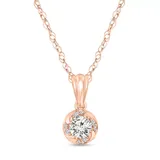 Diamaison 1/4 Ct. T.w. Round-Cut Diamond Fashion Pendant In 10K Rose Gold, Pink