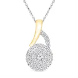 Diamaison 1/4 Ct. T.w. Round-Cut Diamond Halo Pendant In 10K Two-Tone Gold