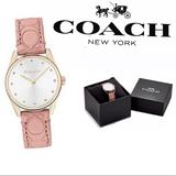 Coach Accessories | Coach Pink Gold Calf Embossed Logo Leather Quartz Analog Wrist Watch | Color: Gold/Pink | Size: Os