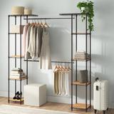Dotted Line™ Eric 56" W - 76" W Closet System Reach-In Sets Wire/Metal/Solid Wood in Gray, Size 84.0 H x 14.0 D in | Wayfair
