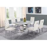 Willa Arlo™ Interiors Mcnamara Dining Set Wood/Metal/Upholstered Chairs in Gray | Wayfair 92A37B71B678400DB0DE1F043F1A6025