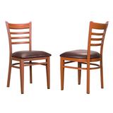 Red Barrel Studio® Gensingh Ladder Back Side Chair Faux Leather/Upholstered in Brown, Size 34.0 H x 18.0 W x 18.0 D in | Wayfair