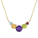"Multi Color 10k Yellow Gold Necklace, Women's, Size: 18"", Multicolor"