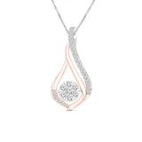 Diamaison 1/3 Ct. T.w. Round-Cut Diamond Teardrop Pendant In 10K Two-Tone Gold