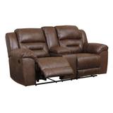 Signature Design by Ashley Stoneland 82" Pillow Top Arm Reclining Loveseat Polyester in Black/Brown | Wayfair 3990494