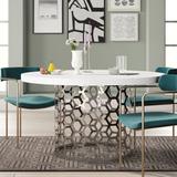 Everly Quinn Jess Pedestal Dining Table Wood/Metal in Gray/White/Brown, Size 30.0 H x 54.0 W x 54.0 D in | Wayfair A5DAB6398A894476A47FDFAC9AF5F228