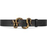 Leather Belt With Snake Buckle - Black - Gucci Belts