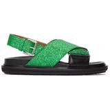 Glitter Fussbett Sandals - Green - Marni Flats