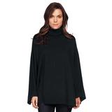 Plus Size Women's Turtleneck Poncho Sweater by ellos in Black (Size S/1X)