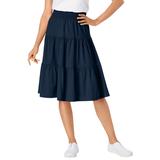 Plus Size Women's Jersey Knit Tiered Skirt by Woman Within in Navy (Size 22/24)