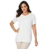 Plus Size Women's Fine Gauge Crewneck Shell by Jessica London in White (Size 12) Short Sleeve Sweater