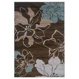 Milan Chocolate/Aqua 5'X8' Area Rug by Linon Home Décor in Brown