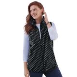 Plus Size Women's Zip-Front Microfleece Vest by Woman Within in Black White Dot (Size 4X)
