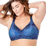 Plus Size Women's Microfiber Wireless T-Shirt Bra by Comfort Choice in Evening Blue Paisley (Size 38 DD)