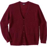 Men's Big & Tall Shaker Knit V-Neck Cardigan Sweater by KingSize in Rich Burgundy Marl (Size L)
