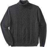 Men's Big & Tall Liberty Blues™ Shoreman's Cable Knit Turtleneck Sweater by Liberty Blues in Heather Navy (Size XL)