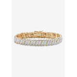 Plus Size Women's Yellow Gold Plated S Link Tennis Bracelet (10mm), Genuine Diamond Accent 8" by PalmBeach Jewelry in Gold