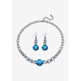 Plus Size Women's Silver Tone Collar Necklace and Earring Set, Simulated Birthstone by PalmBeach Jewelry in September