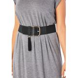 Women's Stretch Tassel Belt by Roaman's in Black (Size XL)