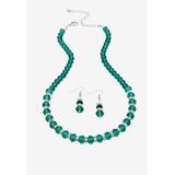 Plus Size Women's Silver Tone Graduated Necklace & Earring Set Simulated 18" plus 2" ext by PalmBeach Jewelry in May