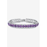 Women's Silver Tone Tennis Bracelet Simulated Birthstones and Crystal, 7" by PalmBeach Jewelry in February