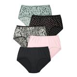 Plus Size Women's Cotton Brief 5-Pack by Comfort Choice in Grey Heart Pack (Size 10) Underwear