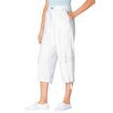 Plus Size Women's Pull-On Knit Cargo Capri by Woman Within in White (Size 30/32) Pants