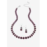 Plus Size Women's Silver Tone Graduated Necklace & Earring Set Simulated 18" plus 2" ext by PalmBeach Jewelry in February