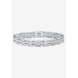 Men's Big & Tall Diamond-Accented Silver-Tone Link Bracelet 9" by PalmBeach Jewelry in Silver