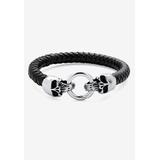 Men's Big & Tall Stainless Steel Double Skull Bangle Bracelet 9" by PalmBeach Jewelry in Stainless Steel