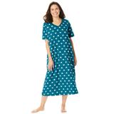 Plus Size Women's Long Print Sleepshirt by Dreams & Co. in Deep Teal Hearts (Size 3X/4X) Nightgown